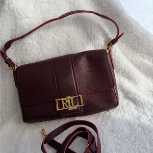 Ralph Lauren Dark Red Leather Shoulder Bag